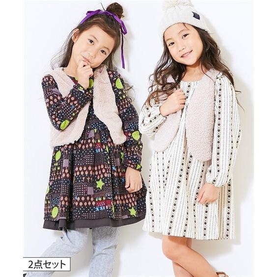 ワンピース キッズ 2点セット ボア ベスト コーデュロイ 女の子 子供服 ジュニア服 チュニック 身長80 130cm ニッセン Nissen ニッセン Paypayモール店 通販 Paypayモール