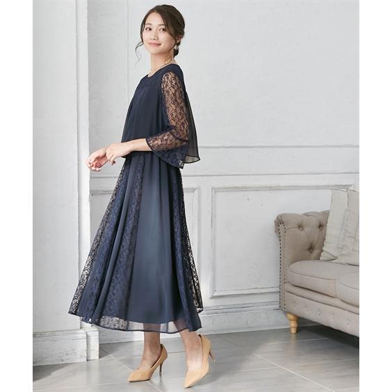 ドレス パーティー 大きいサイズ レディース レース シフォン切替 スカート ワンピース 結婚式 二次会 お呼ばれ フォーマル LL/3L 結婚式 ニッセン nissen ニッセン（nissen） ドレス パーティー 大きいサイズ レディース