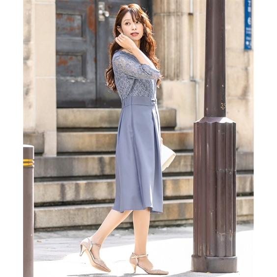 しました ドレス お呼ばれ セミ フォーマル ニッセン Nissen ニッセン Paypayモール店 通販 Paypayモ パーティー 大きいサイズ レディース ウエスト切替 スタイリッシュ レース ワンピース 結婚式 二次会 えてくれる