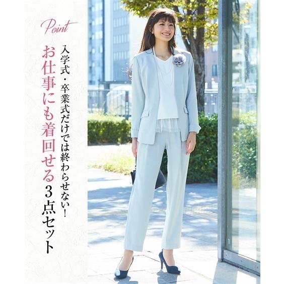 ジョーゼッ スーツ 入学 卒業 フォーマル S Ll ニッセン Nissen ニッセン Paypayモール店 通販 Paypay セレモニー レディース コーデ完成 洗える 着回し ブラウス付 ストレッチ パンツスーツ 3点セット 入園 カラー