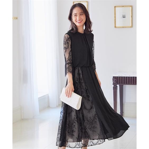 ドレス パーティー レディース スタンドカラー アシメ レース デザイン ワンピース 結婚式 二次会 お呼ばれ セミフォーマル対応 披露宴 Ll 3l ニッセン Nissen ニッセン Paypayモール店 通販 Paypayモール