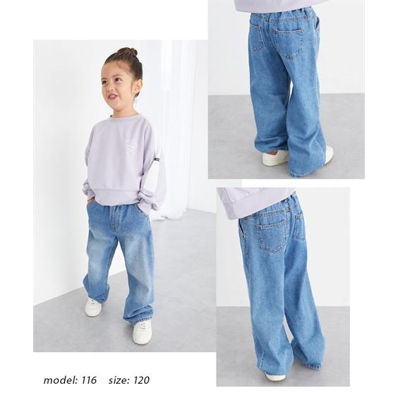 ニッセン（nissen） パンツ キッズ 綿100％ デニム ワイド 女の子 子供