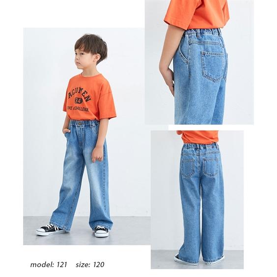 ニッセン（nissen） パンツ キッズ 綿100％ デニム ワイド 女の子 子供