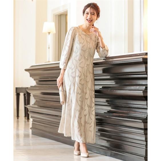 パーティードレス 日本製カットジャガードペイズリー前開きワンピースドレス 結婚式 二次会 お呼ばれ対 ニッセン Paypayモール店 通販 Paypayモール