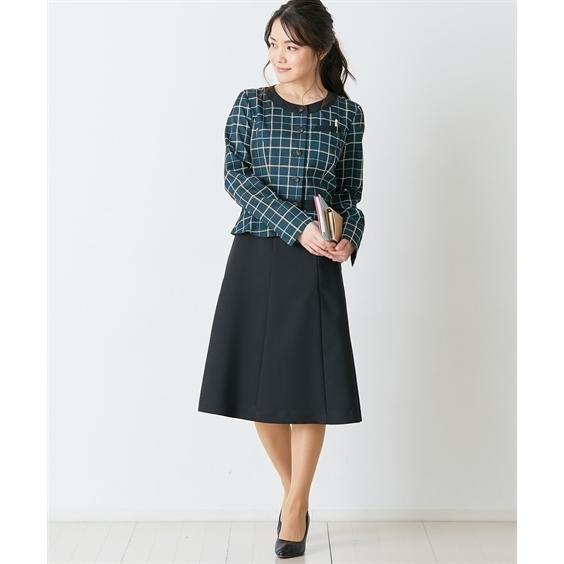 事務服 スーツ スカート レディース ベスト チェック柄 オーバー ブラウス ドッキング ワンピース 消臭テープ付 M L ニッセン Nissen ニッセン Paypayモール店 通販 Paypayモール