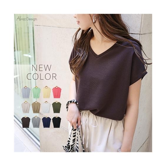 ニッセン Tシャツ カットソー レディース Vネック フレンチ ニッセン Tシャツ カットソー レディース Vネック フレンチ