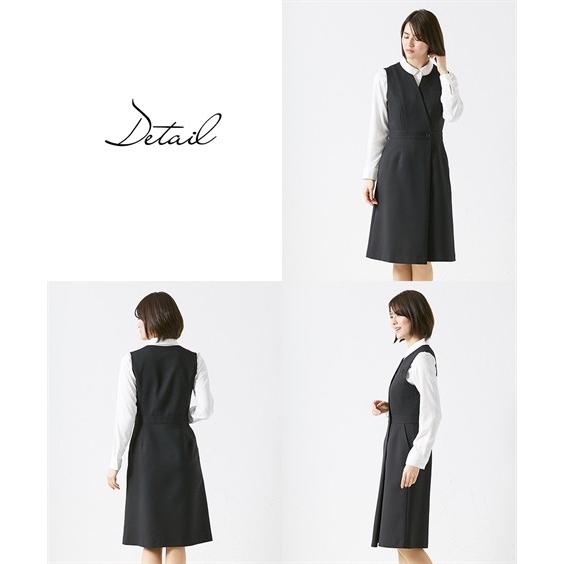 事務服 大きいサイズ レディース ベスト スーツ 洗える 防汚加工 カシュクール デザイン 前開き ワンピース 消臭テープ付 3l 4l 5l ニッセン ニッセン Paypayモール店 通販 Paypayモール