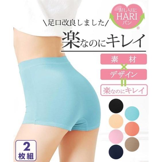 ショーツ スタンダード レディース おしりにハリパン ストレッチ お腹脚口 らくちん 深ばきボクサー 2枚組 足口改良タイプ S/M/L/LL/3L ニッセン nissen | ニッセン