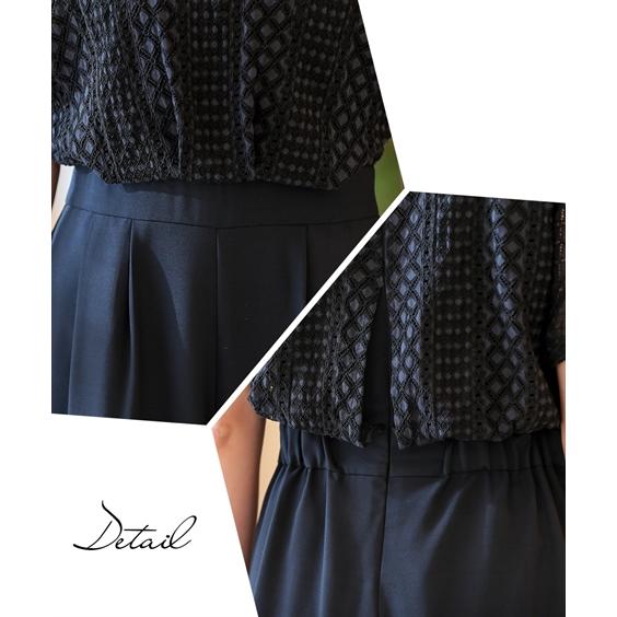 ニッセン（nissen） ドレス パンツ レディース スタンドカラー レース