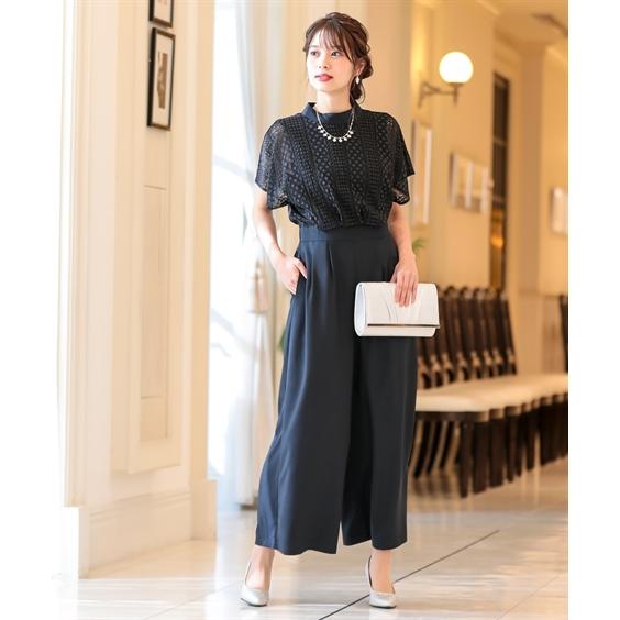 ニッセン（nissen） ドレス パンツ レディース スタンドカラー レース