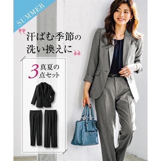 スーツ レディース 汗ばむ 洗い替え 夏機能付 2パンツ 3点セット 7 23号 ニッセン Nissen ニッセン Paypayモール店 通販 Paypayモール