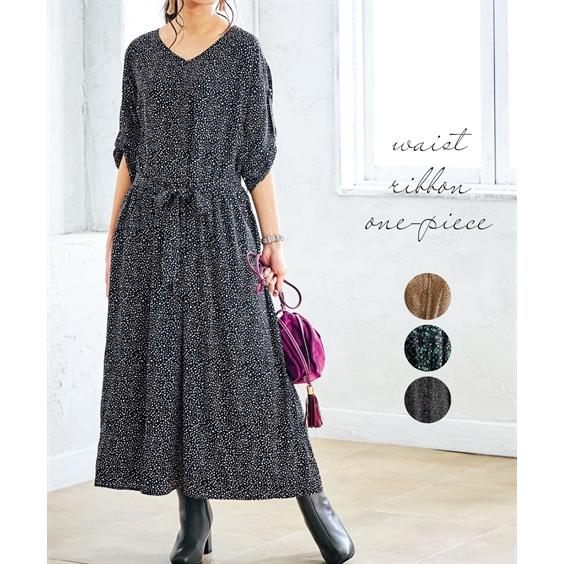 ワンピース ロング マキシ レディース 大人柄 袖ロールアップ S M L ニッセン Nissen ニッセン Paypayモール店 通販 Paypayモール