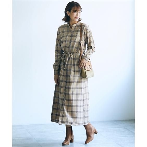 ワンピース ロング マキシ トールサイズ レディース ロング丈 シャツ 共布 ベルト付 Ll 3l ニッセン ニッセン Paypayモール店 通販 Paypayモール