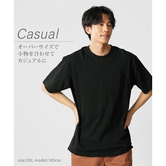 Tシャツ カットソー メンズ 綿100％ 無地 ポケット付き クルーネック 半袖 S/M/L/LL ニッセン nissen｜nissenzai｜12