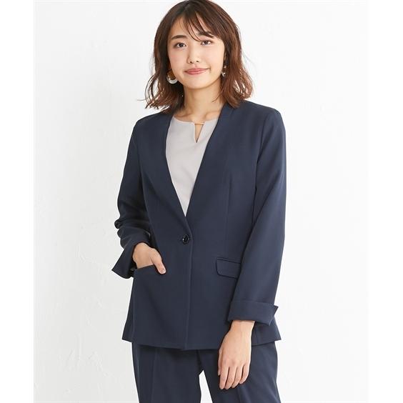 スーツ レディース 2パンツスーツ 3点セット ノーカラー ジャケット 色違いテーパード 2本 S M L ニッセン