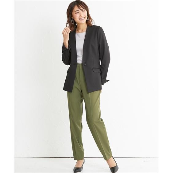 残りわずか 在庫限り超価格 スーツ レディース 2パンツスーツ 3点セット ノーカラー ジャケット 色違いテーパード 2本 S M L ニッセン Nissen クーポン発行 Www Fashionemall Com