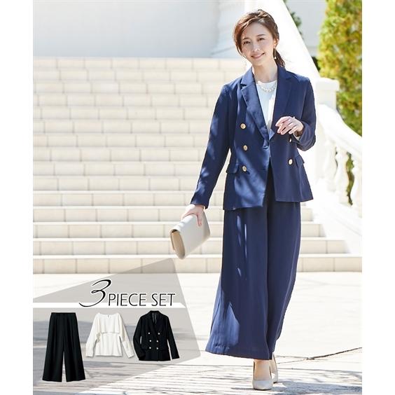 33 割引黒系 ネイビー系 S M L激安通販 スーツ パンツ フォーマル レディース 入学式 卒業式 デザイン ブラウス 金ボタン ジャケット 3点セット S M L ニッセン Nissen セレモニースーツ レディースファッション ファッション黒系ネイビー系sml Solcaloja Med Ec