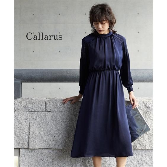 ドレス ワンピース レディース Callarus Vintage Satin Pleats Sleeve Onepiece Dress Ll ニッセン Nissen ニッセン Paypayモール店 通販 Paypayモール