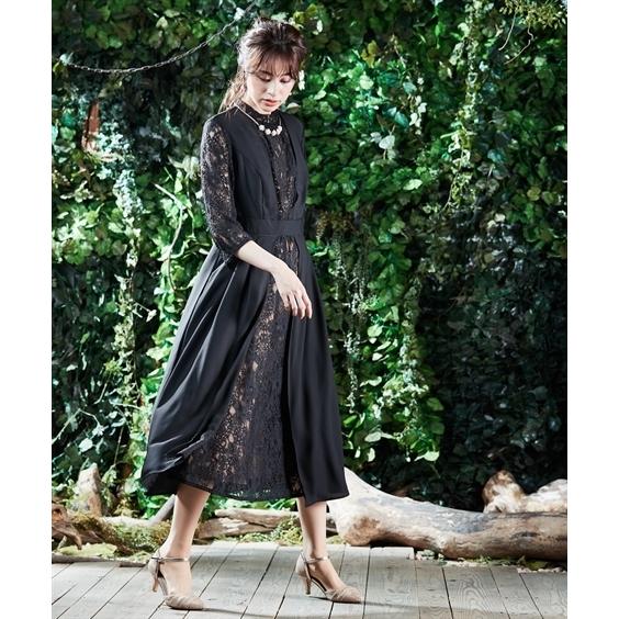 Callarus 黒 パーティードレス L ニッセン ドレス ワンピース レディース 結婚式 パーティー