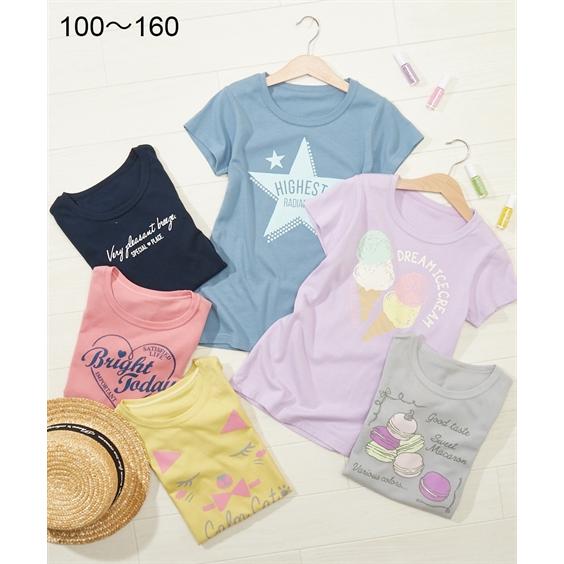 Tシャツ カットソー キッズ 女の子 綿100％ プリント チュニック 子供服 ジュニア服 身長100/110/120/130cm ニッセン nissen｜nissenzai｜21