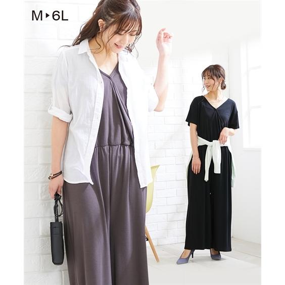 早割クーポン ワンピース マタニティ ママ 産前 産後 授乳服 半袖 カシュクール サロペット Ll 3l ニッセン Nissen3 399円 Aynaelda Com