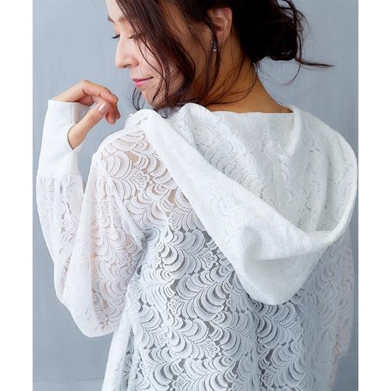 ニッセン（nissen） パーカー レディース Hana服 指穴付 レース M/L/LL