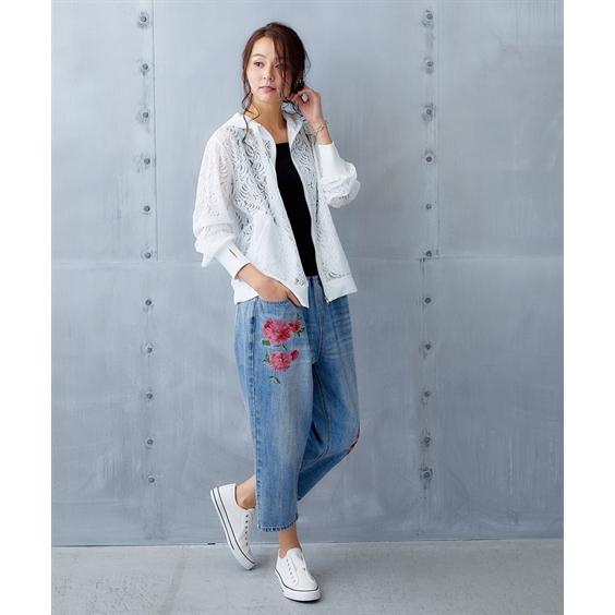 ニッセン（nissen） パーカー レディース Hana服 指穴付 レース M/L/LL