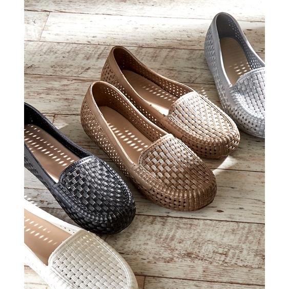 ニッセン シューズ カジュアル レディース メッシュ モカシン 24.5cm