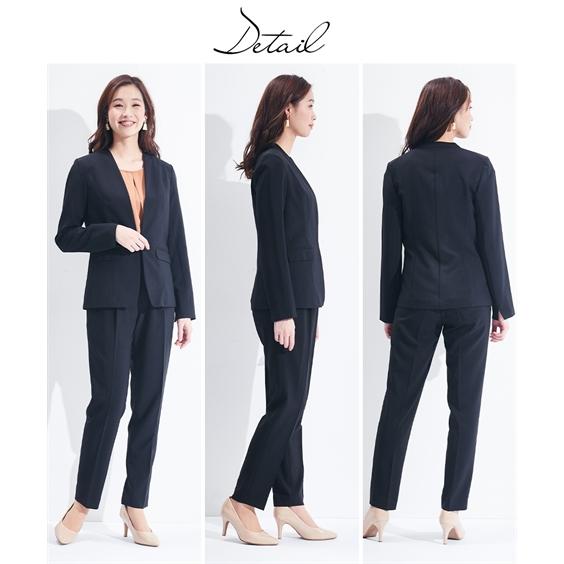 スーツ パンツ レディース うすカル タテヨコ ストレッチ ノーカラー ジャケット ＋テーパード S/M/L ニッセン nissen_16