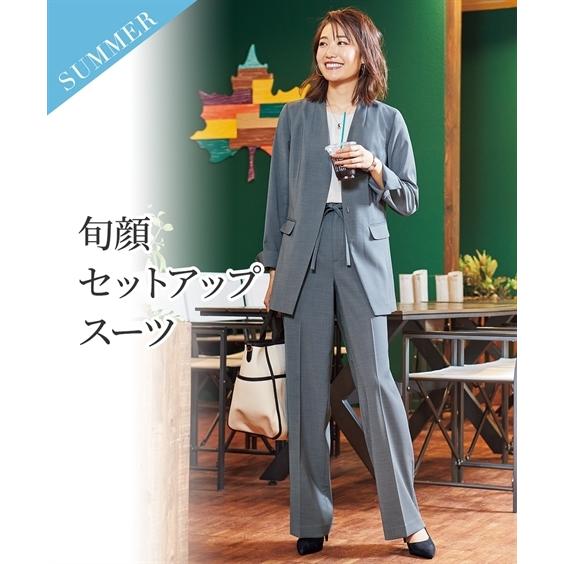 スーツ パンツ 大きいサイズ レディース リネンライク素材 ノーカラー ジャケット 共布 ベルト付 ワイド 4l 5l 6l ニッセン Nissen Zzy4321b1764 ニッセン Yahoo 店 通販 Yahoo ショッピング