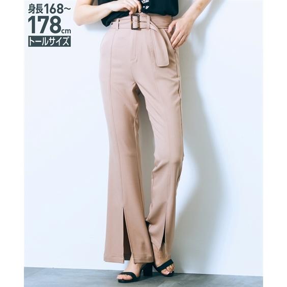 パンツ ブーツカット トールサイズ レディース フロントスリット入 フレア 共布 ベルト付 M L ニッセン Nissen ニッセン Paypayモール店 通販 Paypayモール
