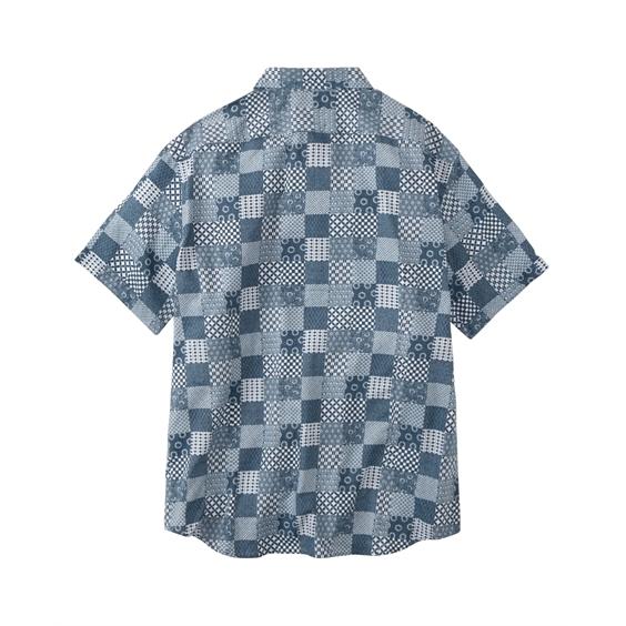 Munsingwear 半袖シャツ パッチワーク風デザイン Lサイズ ニッセン（nissen） シャツ カジュアル メンズ 浮雲 うきぐも 和柄