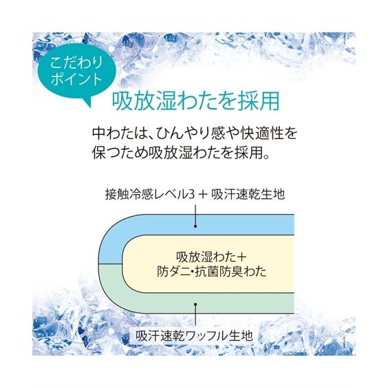 敷きパッド 超冷感 吸汗速乾 ワッフル リバーシブル ファミリーサイズ 抗菌防臭 防ダニ 吸放湿わた入り 夏 3人用 200cm ニッセン nissen｜nissenzai｜14