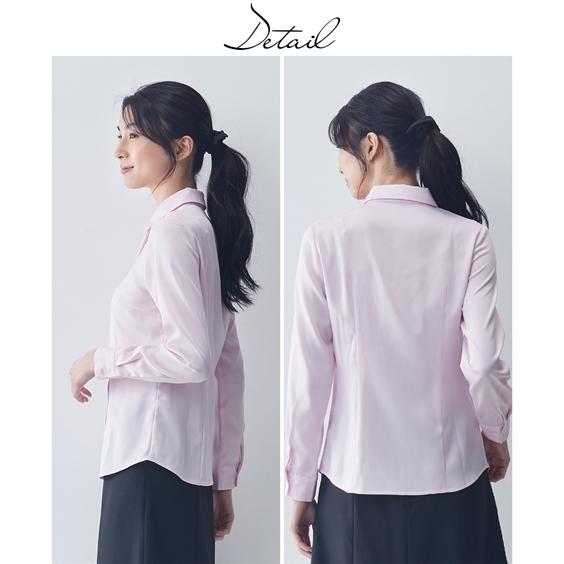事務服 ブラウス 大きいサイズ レディース パウダーサテン シャツ 抗菌防臭加工 リボンタイ フリルタイ付 8l 10l ニッセン Nissen ニッセン Paypayモール店 通販 Paypayモール