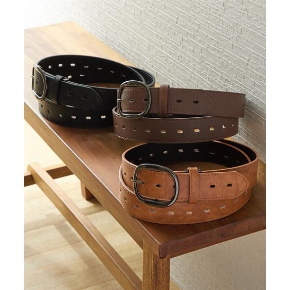 ニッセン（nissen） ベルト メンズ 4cm幅 カジュアル ブラックニッケル