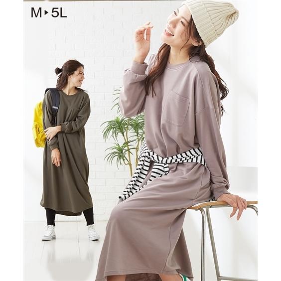 ワンピース マタニティ ママ 産前 産後 授乳服 綿混 スウェット 前ポケット付 ゆる Ll 3l ニッセン Nissen ニッセン Paypayモール店 通販 Paypayモール