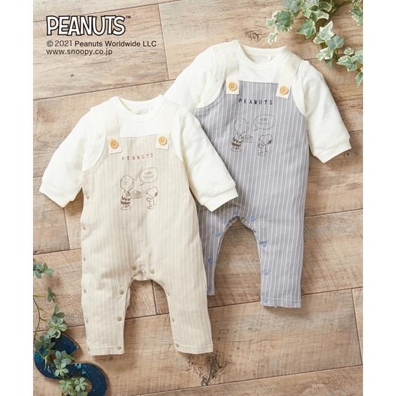 カバーオール ベビー スヌーピー サロペット 重ね着風 ベビー服 子供服 男の子 女の子 身長60 70 80cm ニッセン Nissen ニッセン Paypayモール店 通販 Paypayモール