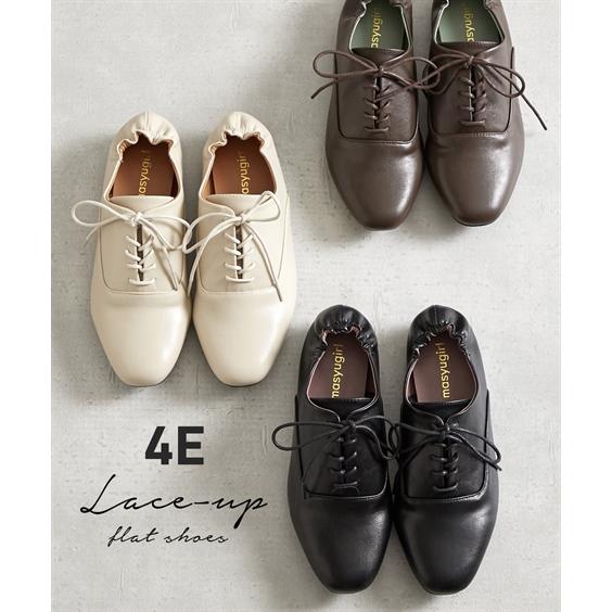 靴 大きいサイズ レディース ゆったり幅広 レースアップ フラット シューズ ワイズ4e 23 5 26 5cm ニッセン Nissen ニッセン Paypayモール店 通販 Paypayモール
