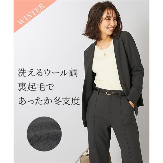ニッセン（nissen） スーツ パンツ レディース 洗える ウール調 裏起毛