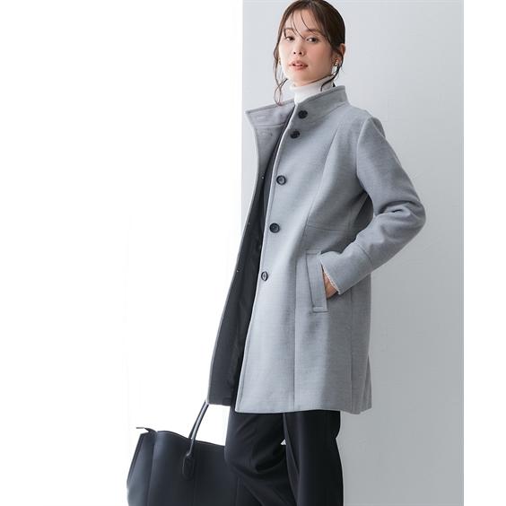 ニッセン（nissen） コート レディース 配色 ボタン スタンドカラー S