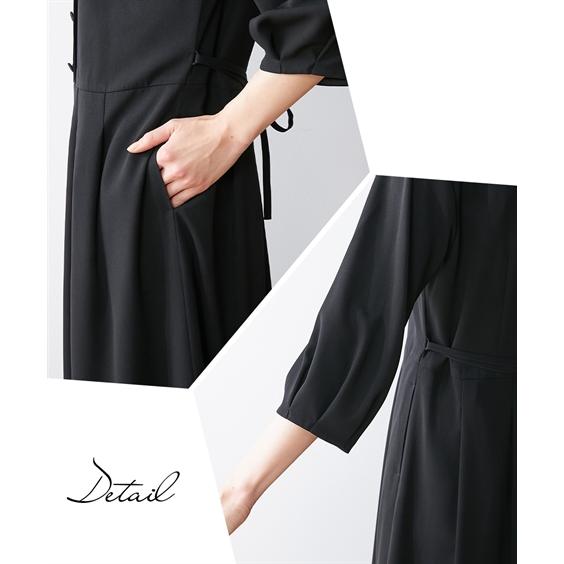 喪服 ワンピース 大きいサイズ レディース 礼服 Neina 洗える防しわナチュラル ノーカラー アンサンブル ジャケット ＋フリル カラー ニッセン nissenの画像