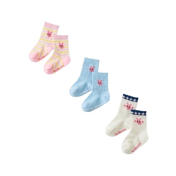 靴下 ベビー ミキハウス ホットビスケッツ クルーソックス パック 3足セット 15 17cm ニッセン Nissen1 100円