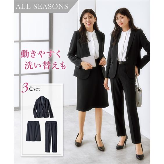 36 割引グレーストライプ 黒無地 ネイビーストライプ 8l サイズ交換ｏｋ スーツ 大きいサイズ レディース 2ボトム テーラード ジャケット パンツ スカート 防しわ ストレッチ 8l ニッセン Nissen ビジネススーツ レディースファッション ファッショングレー