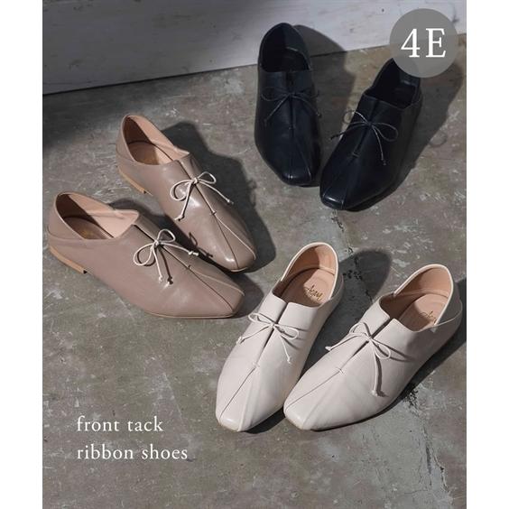 靴 大きいサイズ レディース ゆったり幅広 フロントタック リボン シューズ ワイズ4e 25 0 25 5cm ニッセン Nissen ニッセン Paypayモール店 通販 Paypayモール