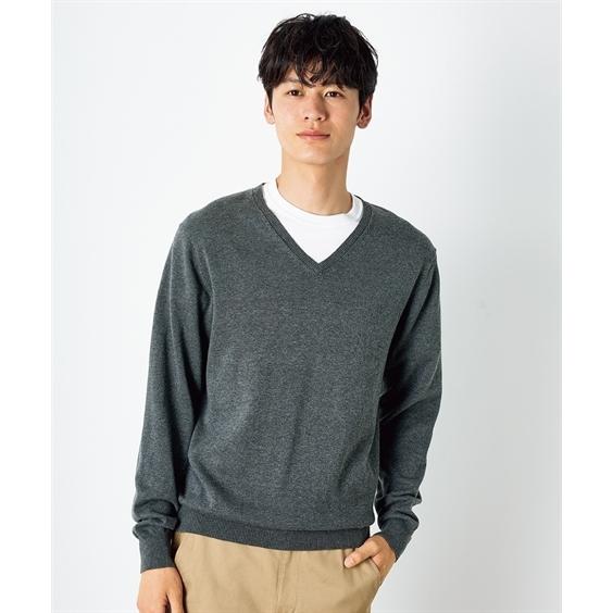 ☆新品未使用品V12 ￥44000　V TWELVE グレー セーター メンズ ニッセン（nissen） ニット セーター メンズ 洗える 綿100％ Vネック