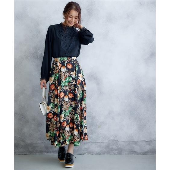 ニッセン（nissen） レディース スタンド カラー 袖 レース 使い