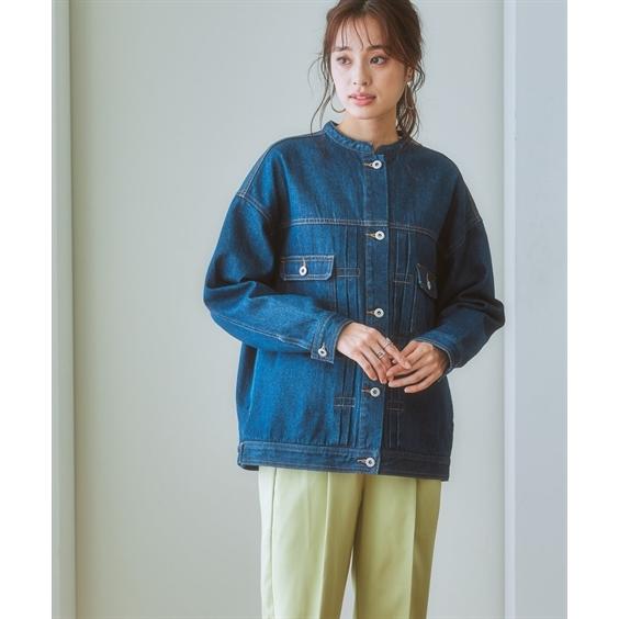 ニッセン（nissen） レディース ノーカラー デニム ジャケット 10