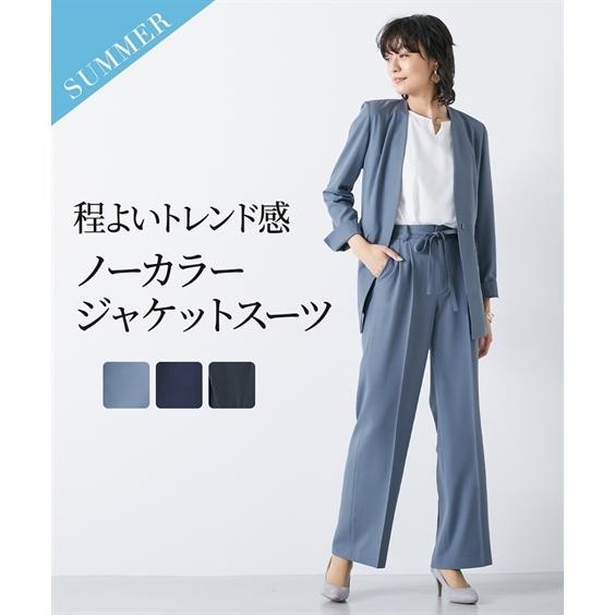 大注目スーツ 大きいサイズ レディース ノーカラー ジャケット 共布ベルト付 ワイド パンツ 4l 5l ニッセン Nissen ビジネススーツ レディースファッション ファッション 13 410 Www Jesuitnola Org