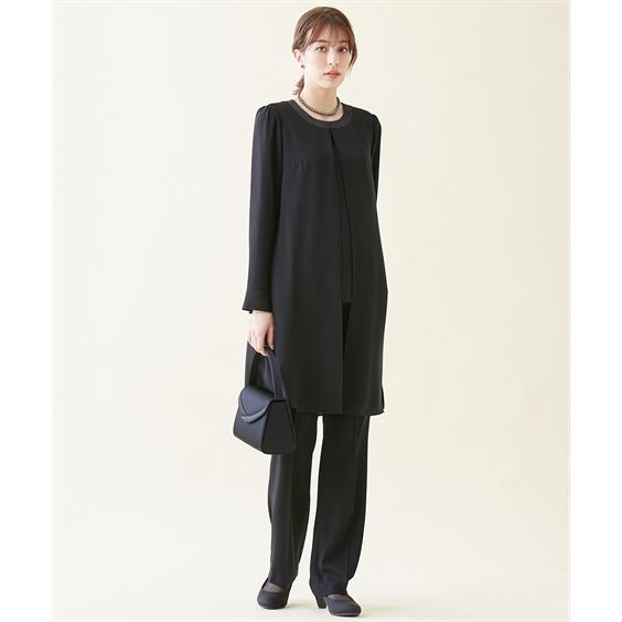 スーツ トールサイズ レディース 喪服 礼服 洗える ロング 重ね着風 ブラウス ＋ パンツ 接触冷感 防しわ 夏 LL/3L ニッセン nissenの画像
