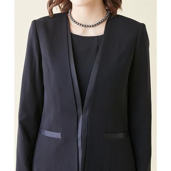 アンサンブル トールサイズ レディース 喪服 礼服 洗える ノーカラー ジャケット ＋ 七分袖 ロング ワンピース 防しわ M/L ニッセン nissenの画像